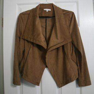 Lavender Brown Faux Suede Jacket, Size M, Brown